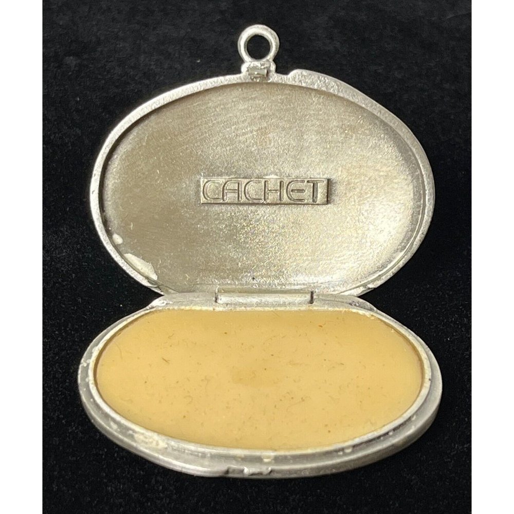 Cachet Vintage Silvertone Solid Perfume Tribal Dr… - image 3